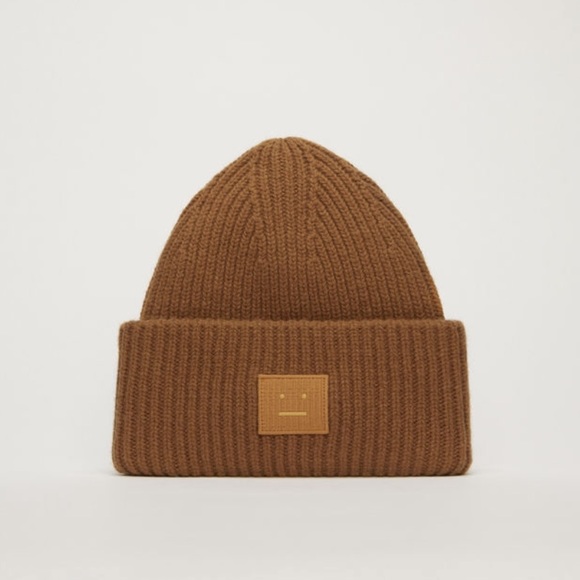 Acne Studios Accessories - Acne Studio Face Patch Beanie - Carmel/Brown